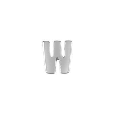 6mm Silver Rhodium Plated Lowercase W - Alphabet Initial Beads