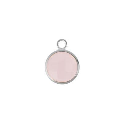 10mm Round Pink Faceted Glass Charm with Silver Plating