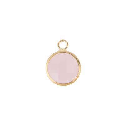 10mm Round Pink Faceted Glass Charm with Gold Plating