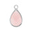 10x14mm Oval Pink Faceted Glass Charm with Silver Plating