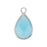 10x14mm Oval Aqua Faceted Glass Charm with Silver Plating