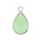 10x14mm Oval Mint Green Faceted Glass Charm with Silver Plating