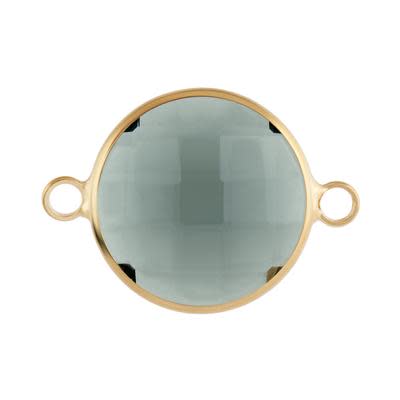 16mm Round Gold Plated Black Faceted Glass Connector