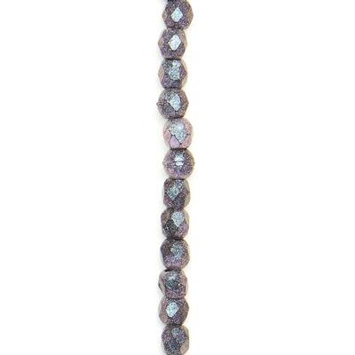 2mm Polychrome Orchid Aqua Faceted Czech Fire Polish Beads