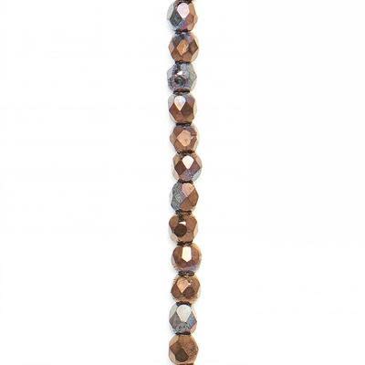 2mm Jet Matte Bronze Vega Faceted Czech Fire Polish Beads