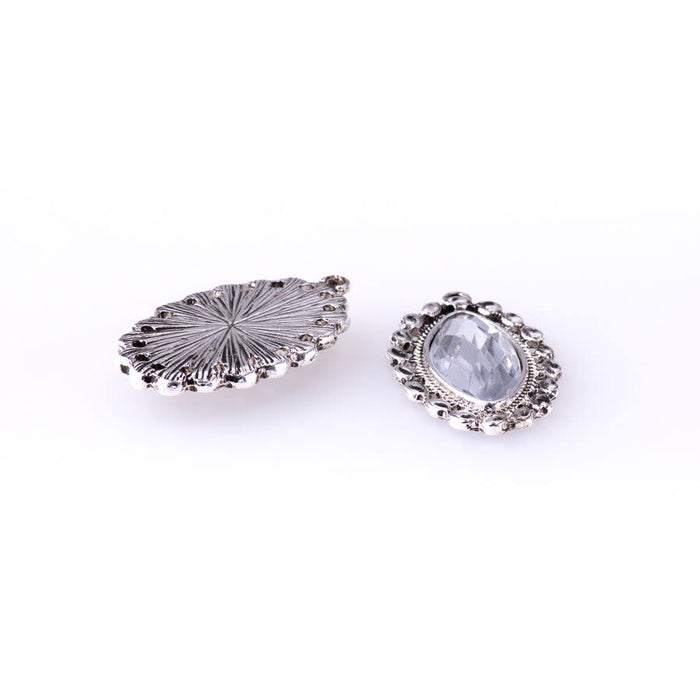 30mm Marquise Shape Pendant with Large Crystal Feature from the Glam Collection - Silver Plated (1 Pair)