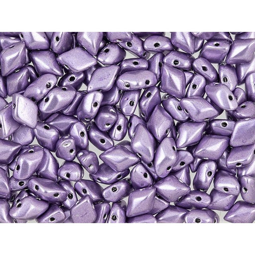 Czech Glass GemDuo, 2-Hole Diamond Shaped Beads 8x5mm, Saturated Metallic Crocus Petal  (2.5" Tube)