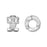 Alphabet Bead, Large Hole Cut Out Letter 'V' 8mm, Sterling Silver (1 Piece)