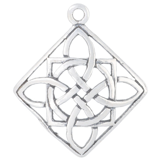 Sterling Silver Charm, Celtic Diamond 22x20mm, 1 Piece