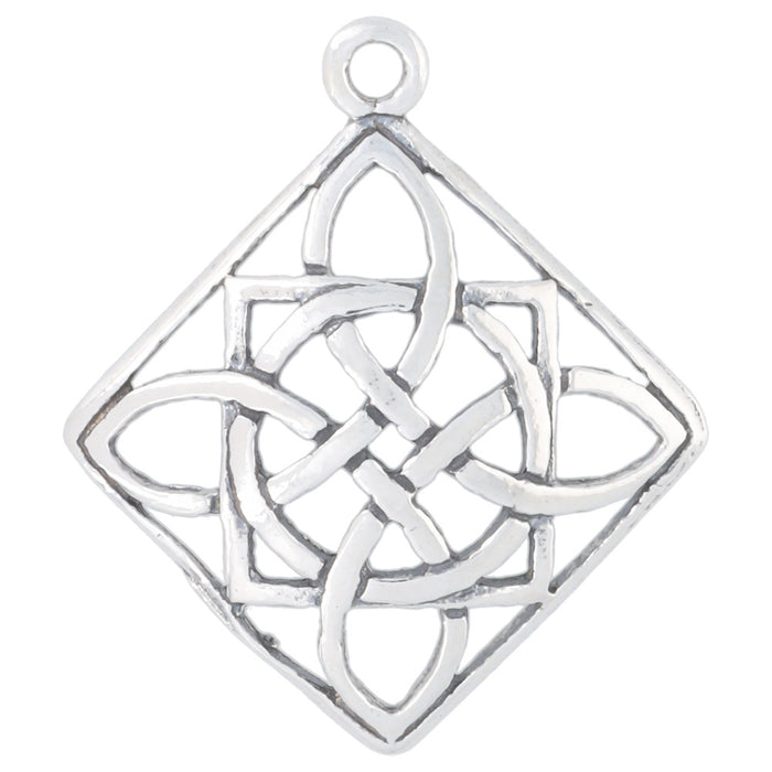 Sterling Silver Charm, Celtic Diamond 22x20mm, 1 Piece