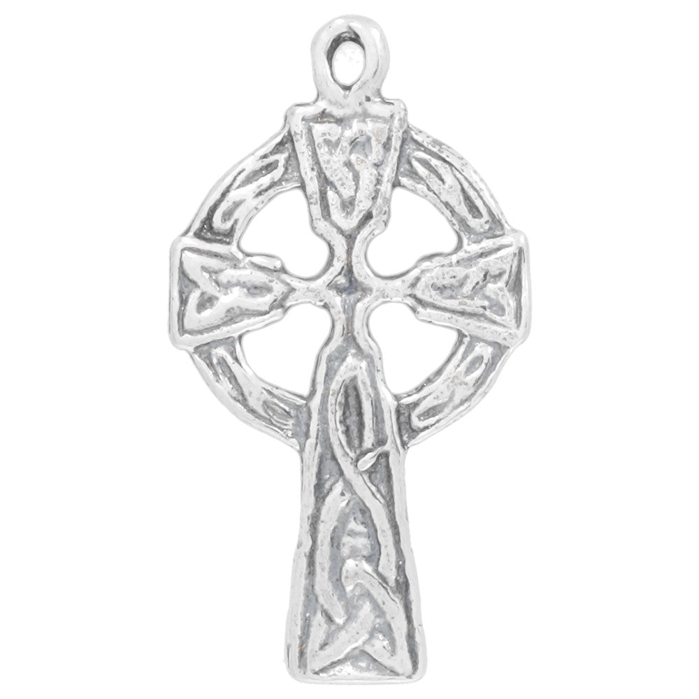 Sterling Silver Charm, Celtic Cross 20x12mm, 1 Piece