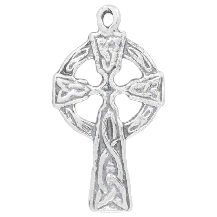 Sterling Silver Charm, Celtic Cross 20x12mm, 1 Piece
