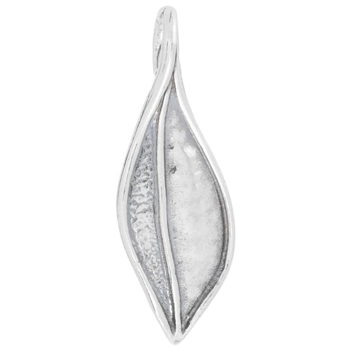Sterling Silver Charm, Single Leaf 27x9mm, 1 Piece