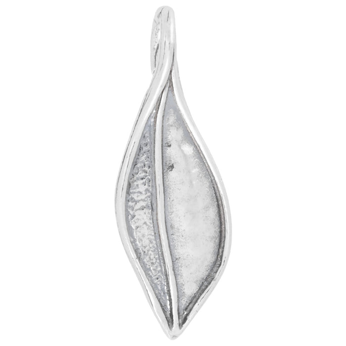 Sterling Silver Charm, Single Leaf 27x9mm, 1 Piece