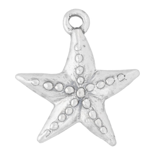 Sterling Silver Charm, Dotted Starfish 18x17mm, 1 Piece