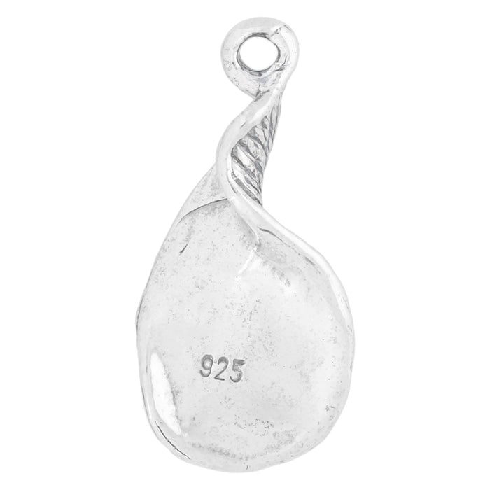 Sterling Silver Charm, Right Twisted Design Teardrop 22x10.5mm, 1 Piece