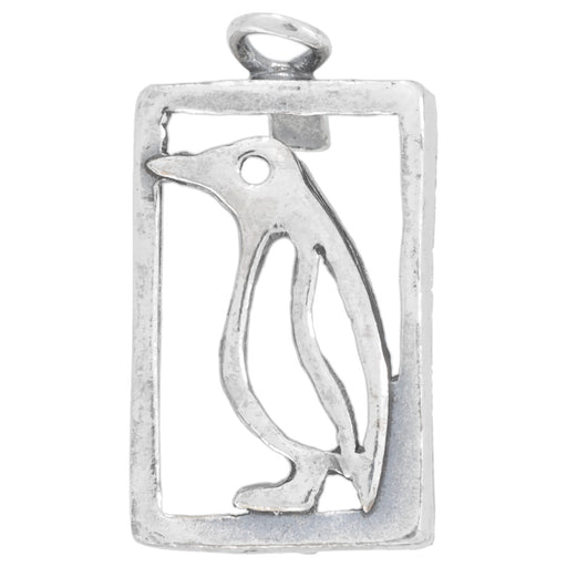 Sterling Silver Charm, Penguin Frame 21.75x11.5mm, 1 Piece