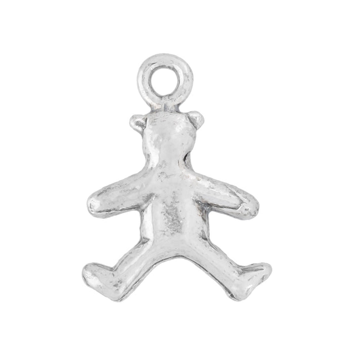 Sterling Silver Charm, Teddy Bear 15x11.5mm, 1 Piece