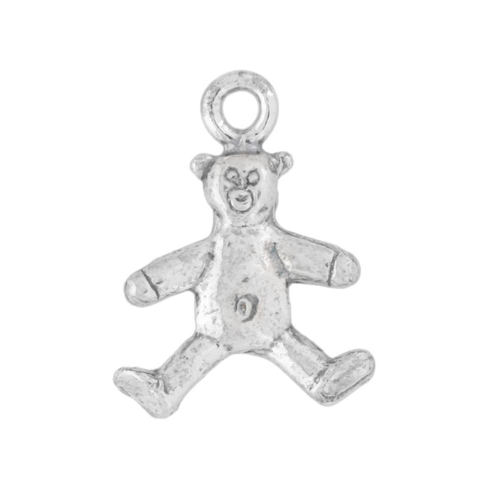Sterling Silver Charm, Teddy Bear 15x11.5mm, 1 Piece