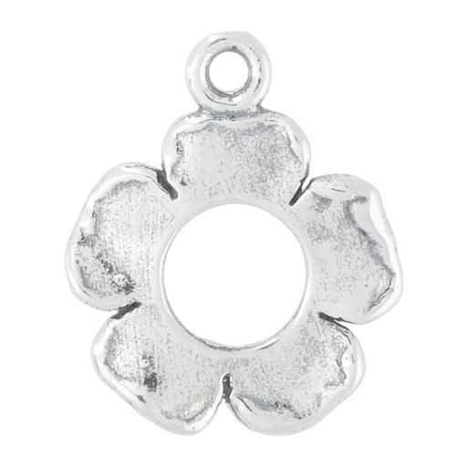 Sterling Silver Charm, Flower with Circle Cutout 16mm, 1 Piece