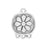 Sterling Silver Charm, 3 Ring with Flower in Center 11mm, 1 Piece