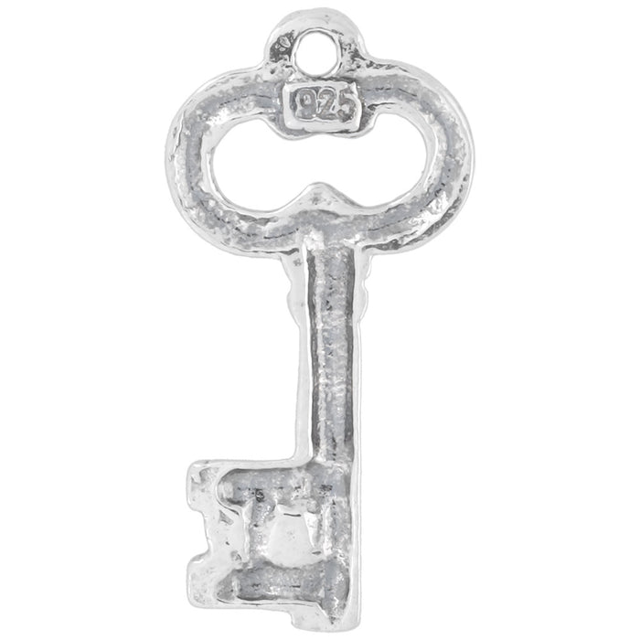 Sterling Silver Charm, Skeleton Key 21x11mm, 1 Piece