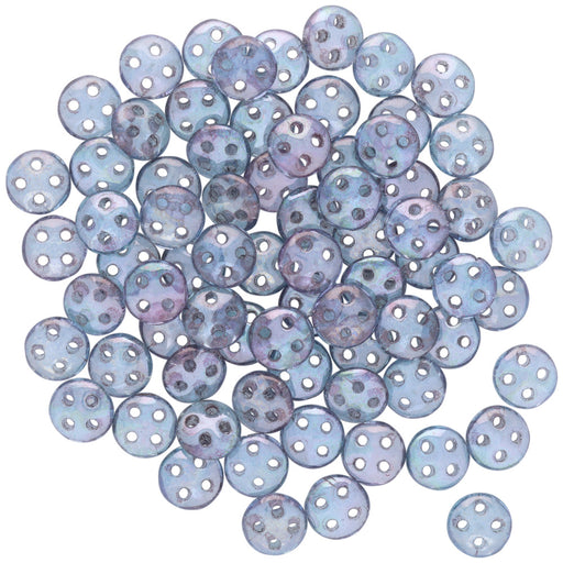 CzechMates Glass, 4-Hole QuadraLentil Beads 6mm, Transparent Amethyst Luster (2.5" Tube)