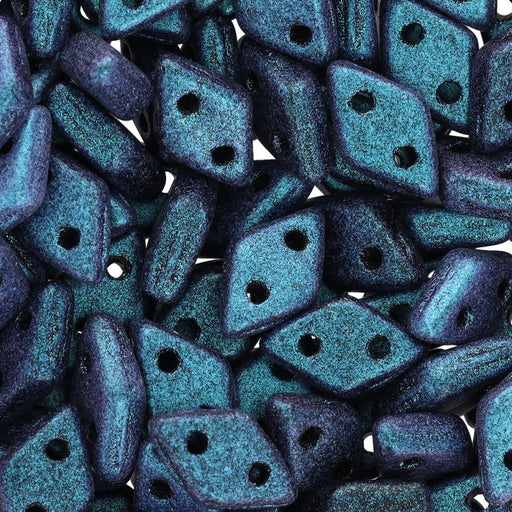 CzechMates Glass, 2-Hole Diamond Beads 4x6mm, 8 Grams, Polychrome Indigo Orchid