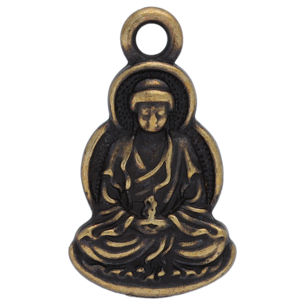 TierraCast Pewter Charm, Seated Buddha with Loop 21.5x12mm, 1 Piece, Brass Oxide