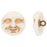Czech Glass 17mm Round Moon Face, Ivory White with Gold Wash Button by Raven's Journey