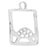 Sterling Silver Charm, Rectangle with Turtle 20x13.5mm, 1 Piece