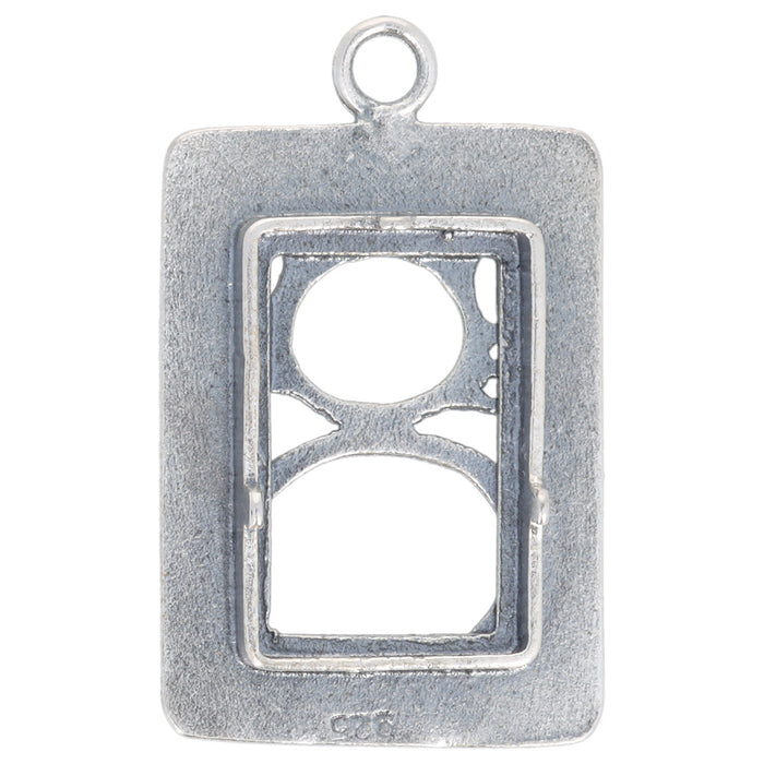 Sterling Silver Charm, Large Rectangle Cat Cut-Out 27.5x16.5mm, 1 Piece