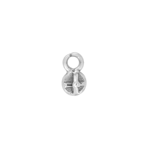 Sterling Silver Charm, Tiny Floral Flower 6.2x3.6mm, 1 Piece