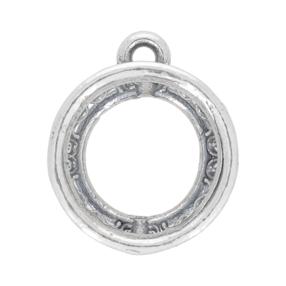 Sterling Silver Charm, Rivoli Filigree Setting 16.5x14mm, 1 Piece
