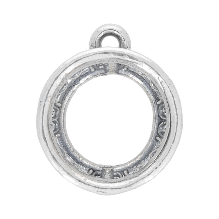 Sterling Silver Charm, Rivoli Filigree Setting 16.5x14mm, 1 Piece