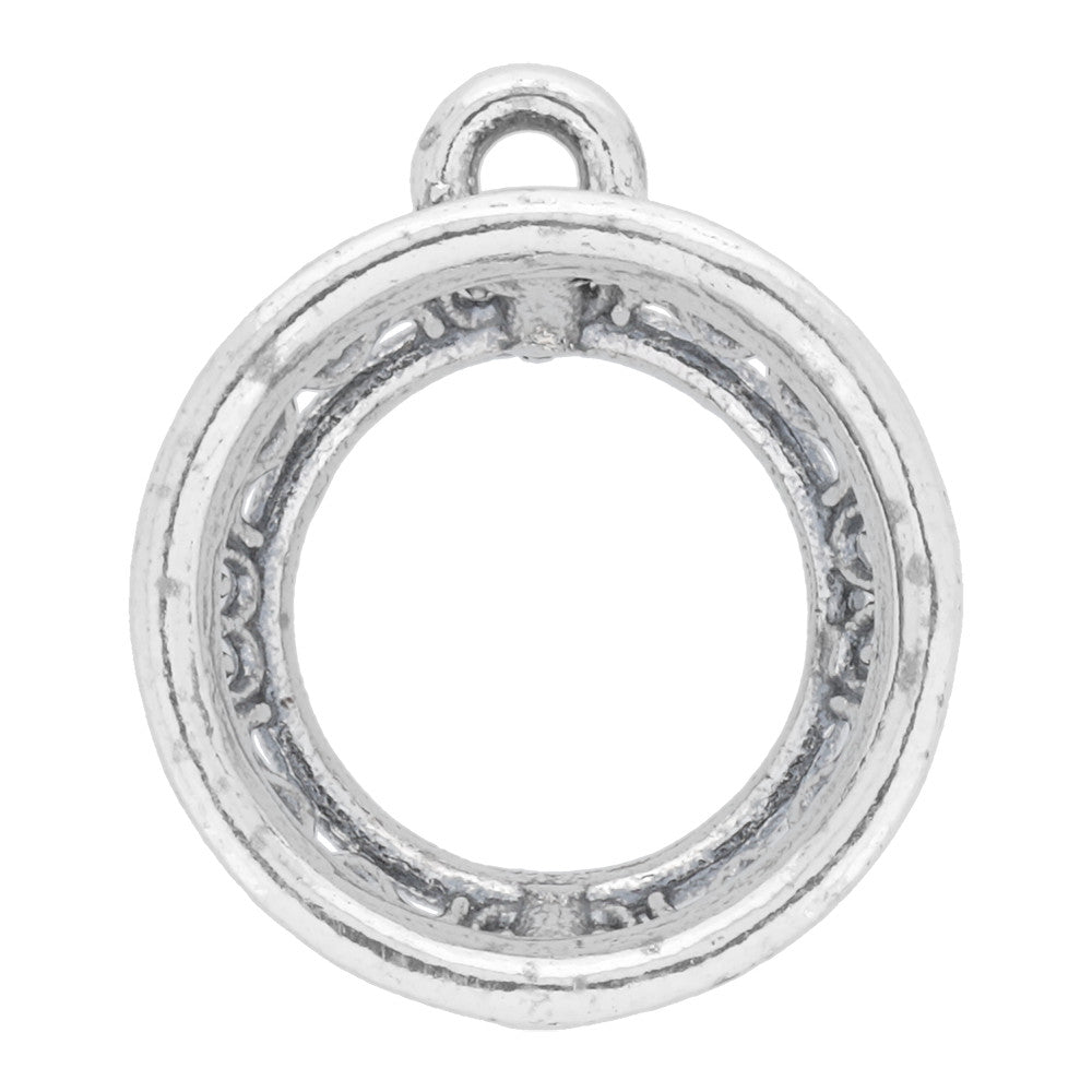 Sterling Silver Charm, Rivoli Filigree Setting 18.9x16.1mm, 1 Piece