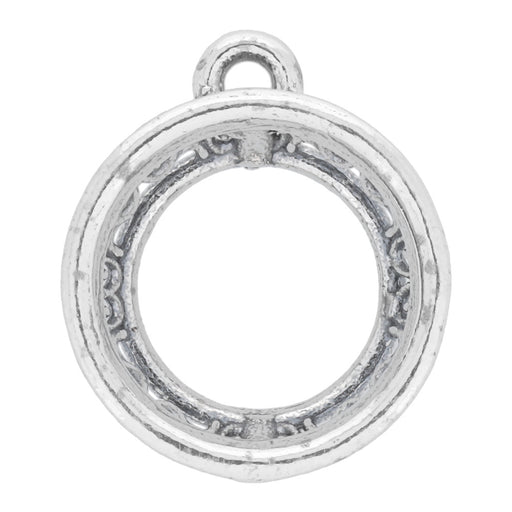 Sterling Silver Charm, Rivoli Filigree Setting 18.9x16.1mm, 1 Piece