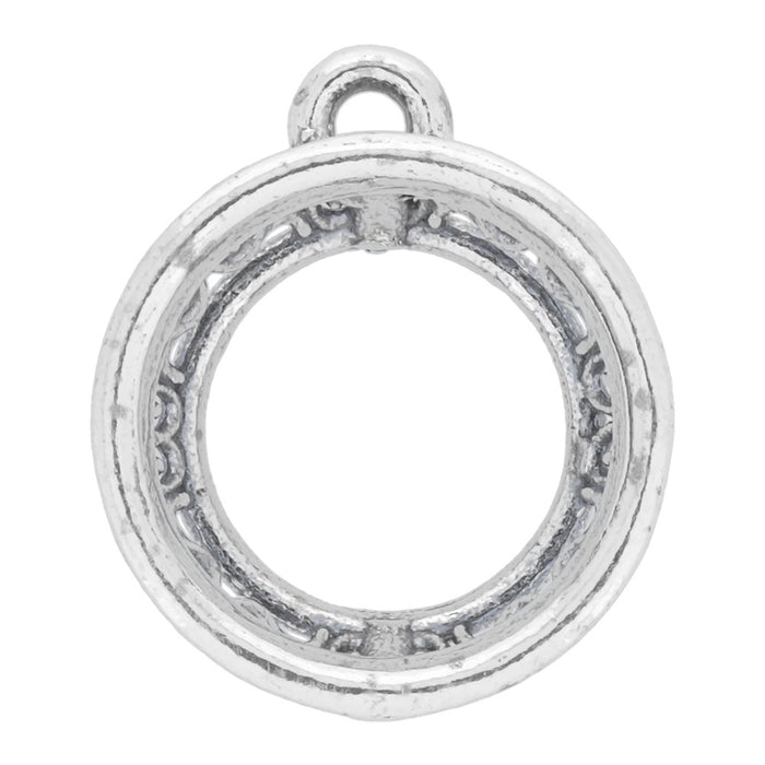 Sterling Silver Charm, Rivoli Filigree Setting 18.9x16.1mm, 1 Piece