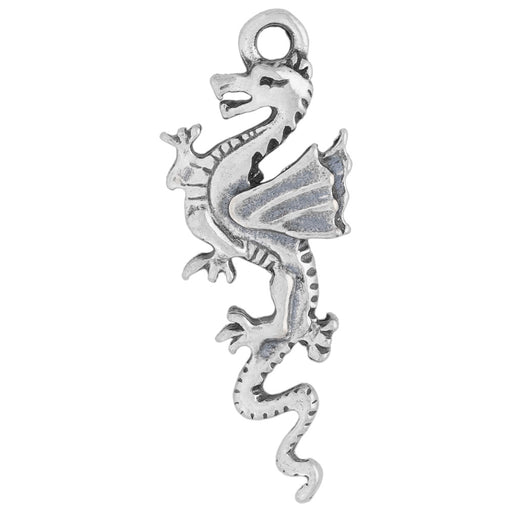 Sterling Silver Charm, Dragon 27.1x10.7mm, 1 Piece