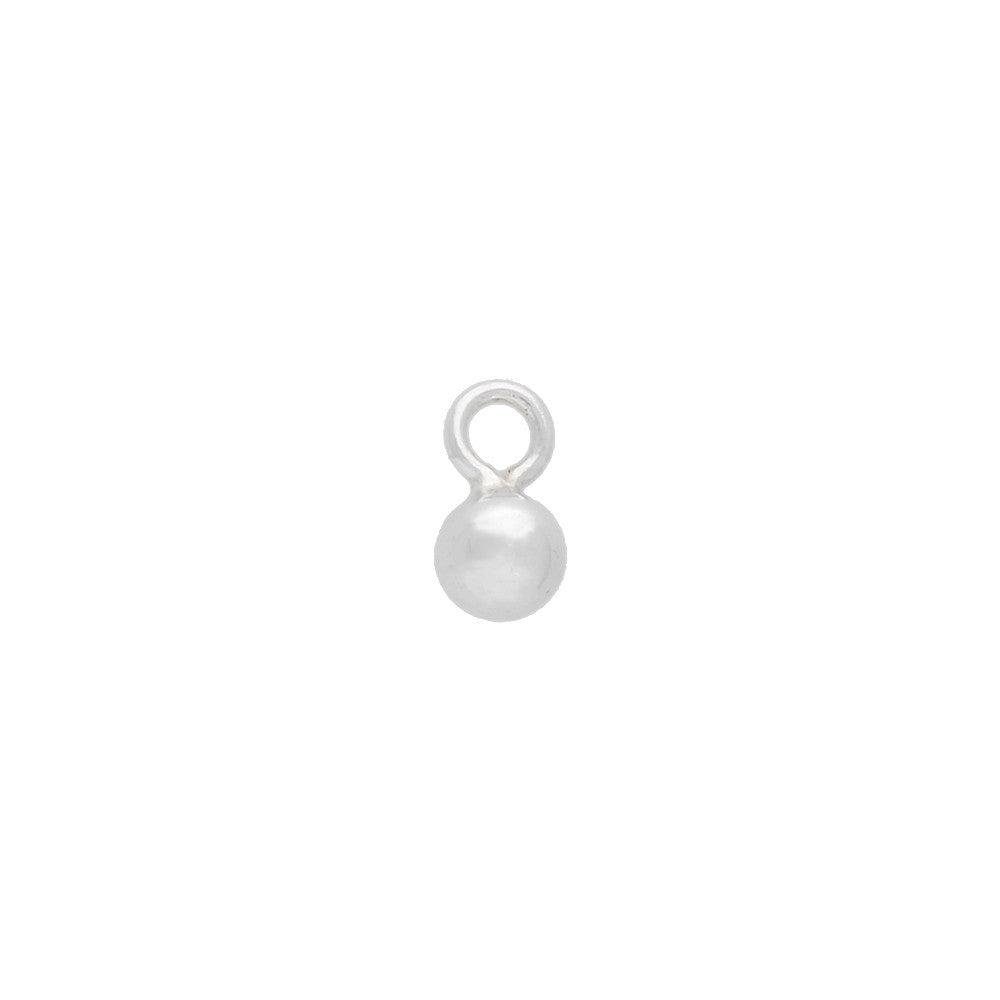 Sterling Silver Charm, Round Ball Drop with Loop 3mm (2 Pieces)
