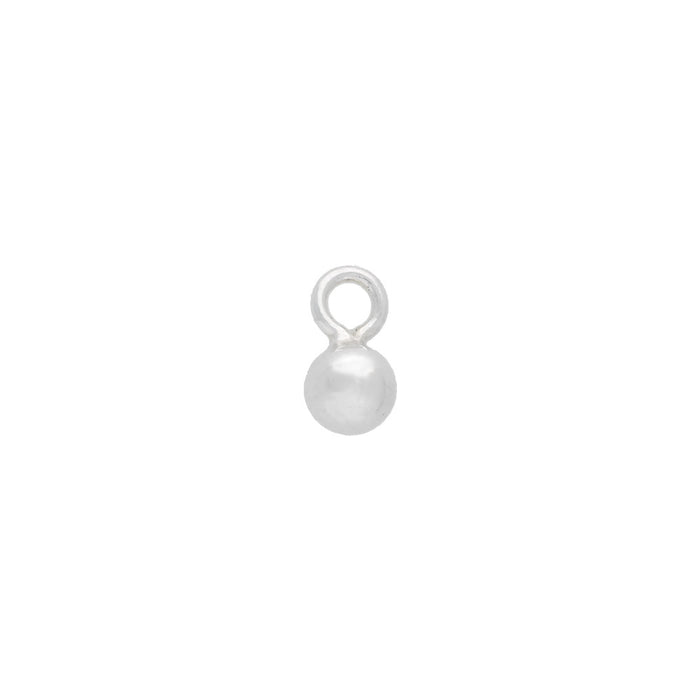 Sterling Silver Charm, Round Ball Drop with Loop 3mm (2 Pieces)