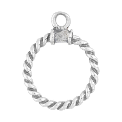 Sterling Silver Charm, Rope Hoop 17x14mm, 1 Piece