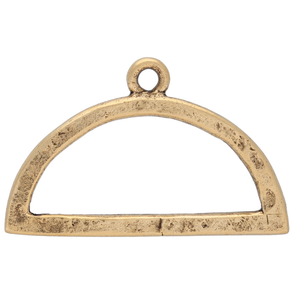 Open Back Pendant, Mini Hammered Half Circle 29.9x18.8mm, Antiqued Gold, by Nunn Design (1 Piece)