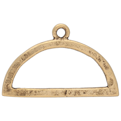 Open Back Pendant, Mini Hammered Half Circle 29.9x18.8mm, Antiqued Gold, by Nunn Design (1 Piece)