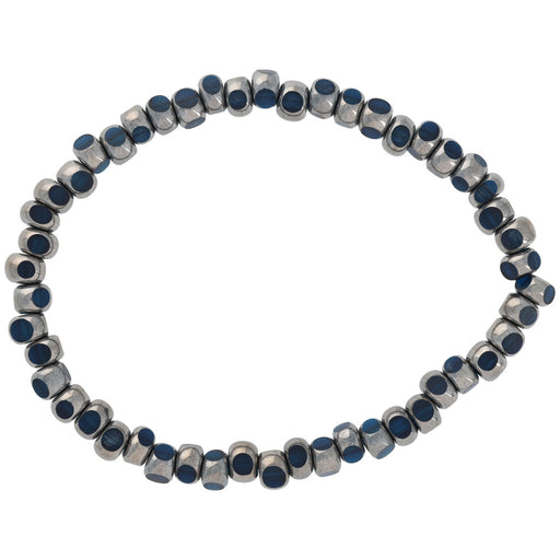 Czech Glass Faceted Seed Bead 6/0 (4x3mm) Deep Blue Transparent with Silver Finish , 1 Strand