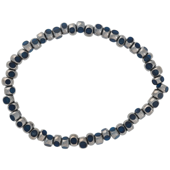 Czech Glass Faceted Seed Bead 6/0 (4x3mm) Deep Blue Transparent with Silver Finish , 1 Strand