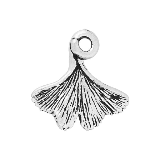 TierraCast Fine Silver Plated Pewter Ginkgo Leaf Charm 13.6mm (1 pcs)