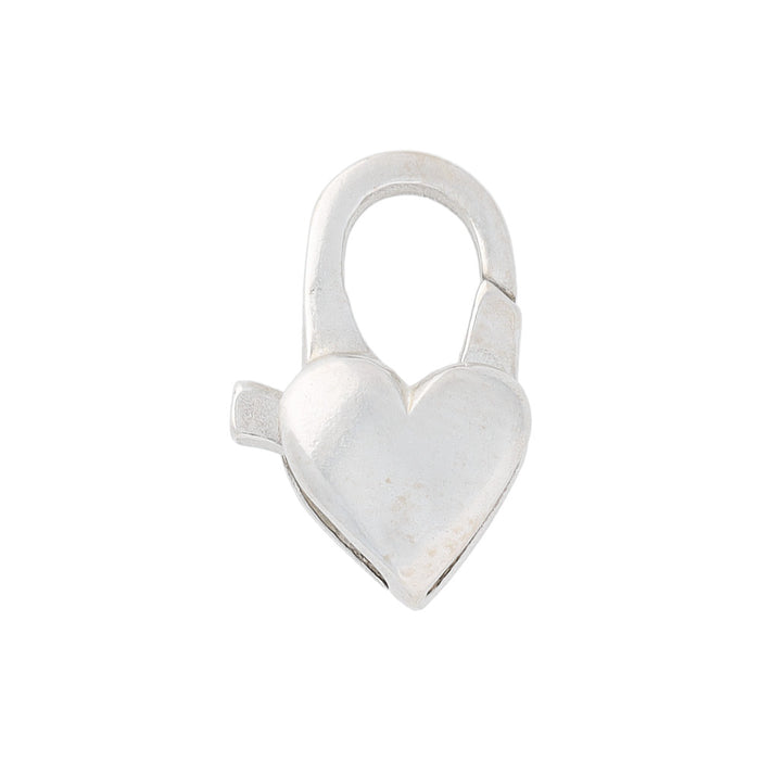 Lobster Clasps, Heart 13mm, Sterling Silver (1 Piece)