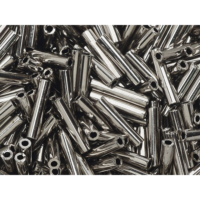 Toho Bugle Tube Beads Size #3 2x9mm Nickel ( 2.5" Tube)