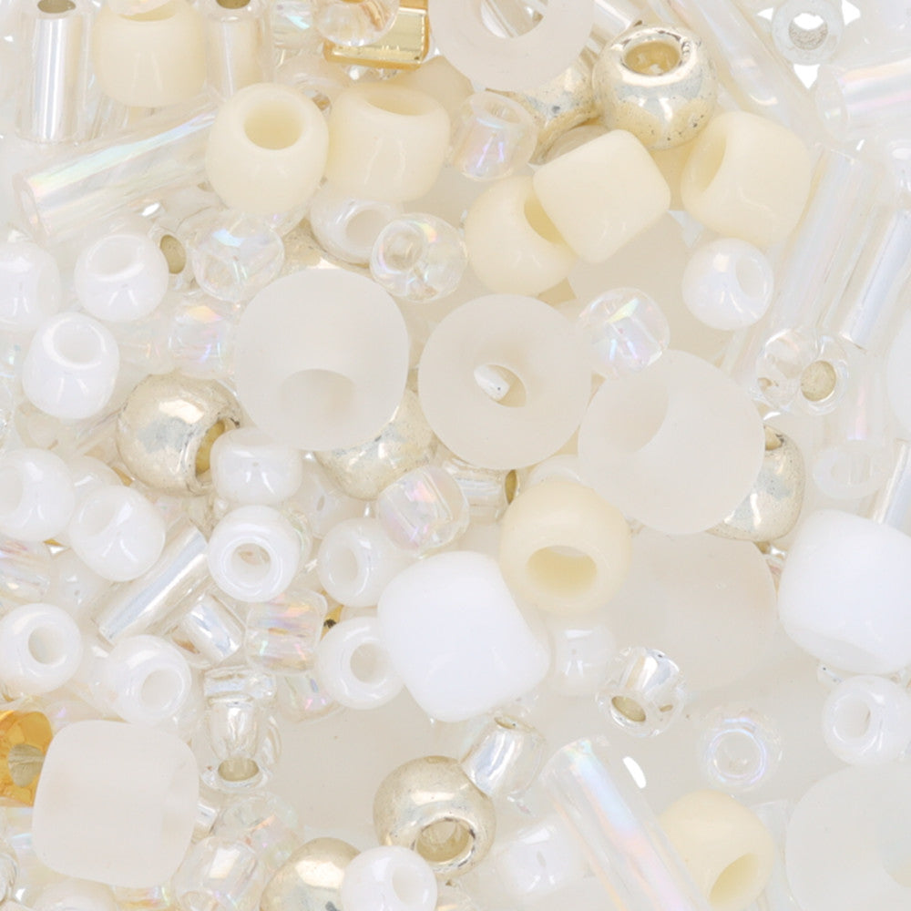 Toho Multi-Shape Glass Beads Hasu White Color Mix 8 Gram Tube